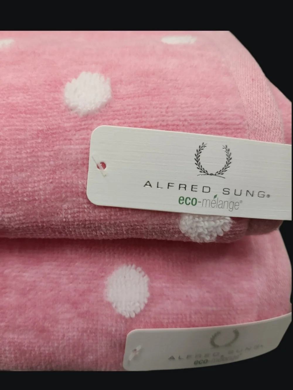 Alfred Sung 6pc Pink White Polka Dot Bath Hand Tip Towel Set Eco Melange New